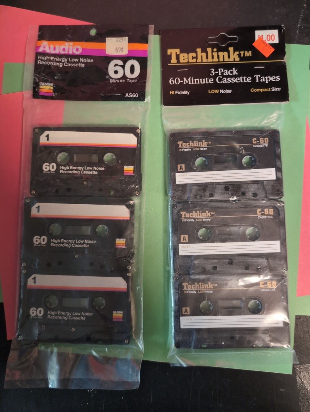 Vintage New 6 Pack GEMINI Multi-Purpose 60 Min. Audio Cassettes Low Noise 1989